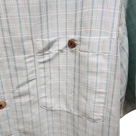 Island Shores Men’s L Blue Plaid Short Sleeve Button Shirt Rayon Blend - Picture 9 of 11